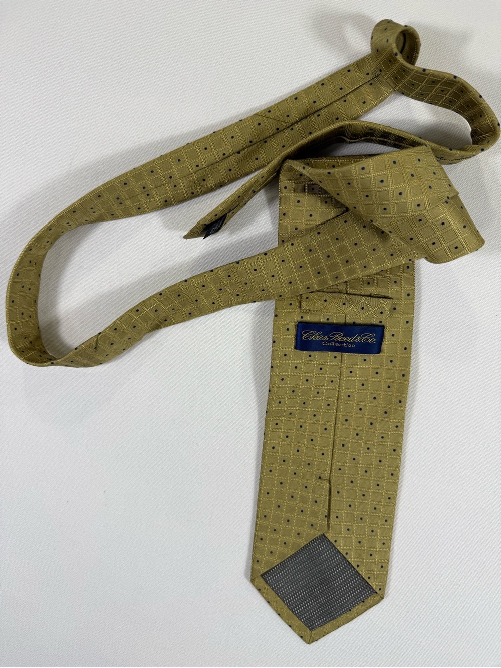 Chas Reed Collection Men's Olive Green Geometric Silk Tie